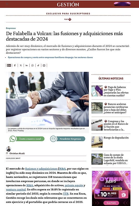De Falabella a Volcan: las fusiones y adquisiciones ms destacadas de 2024